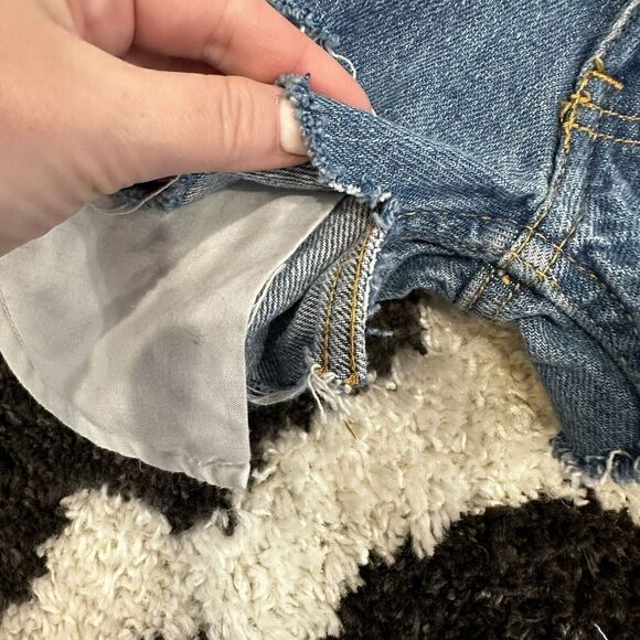 Girls Size 7 Blue Jean Cut Off Denim Shorts Distressed Ripped Pocket - Picture 10 of 10